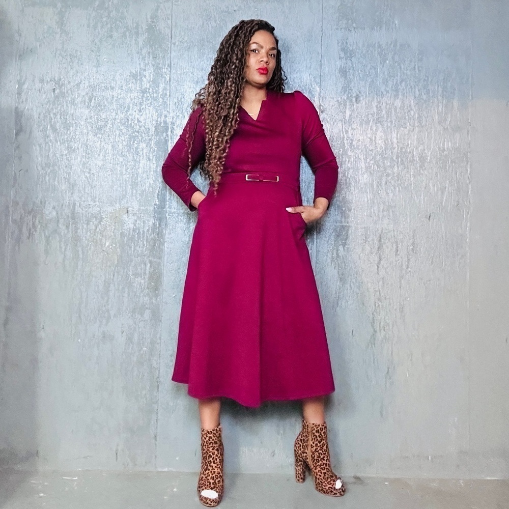 E Show Classic Stretchy Midi Dress, XL Fits L/XL